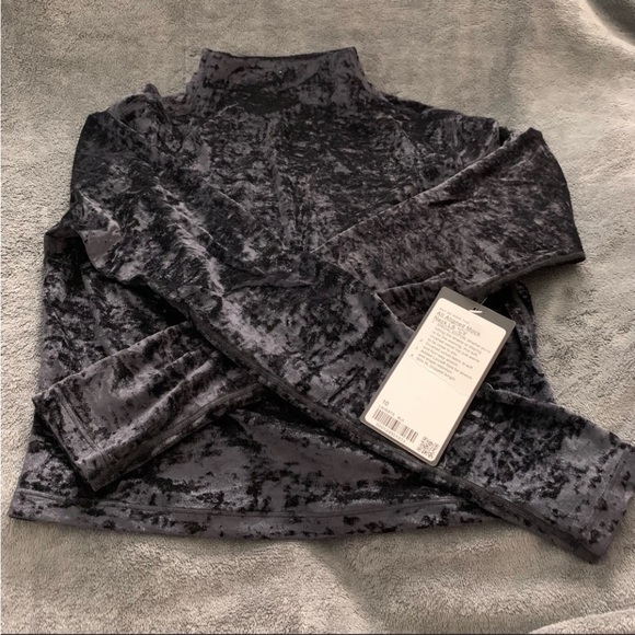 All Aligned Mock Neck Long Sleeve Shirt Crushed Velvet - Picture 6 of 6
